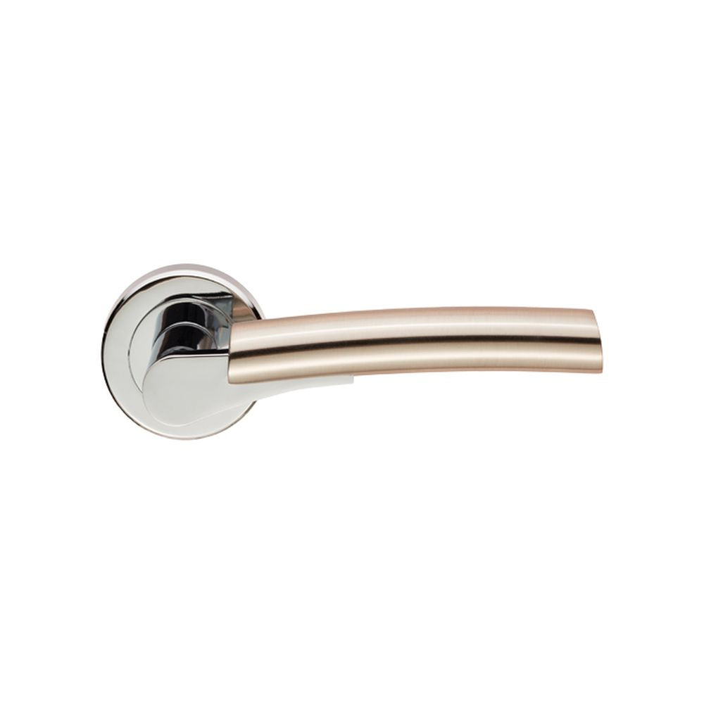 This is an image of a Serozzetta - Valiant Lever on Rose - Polished Chrome Satin Nickel that is availble to order from Trade Door Handles in Kendal.