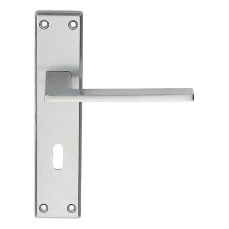 This is an image of a Serozzetta - Zone Lever on Lock Backplate - Satin Chrome that is availble to order from Trade Door Handles in Kendal.