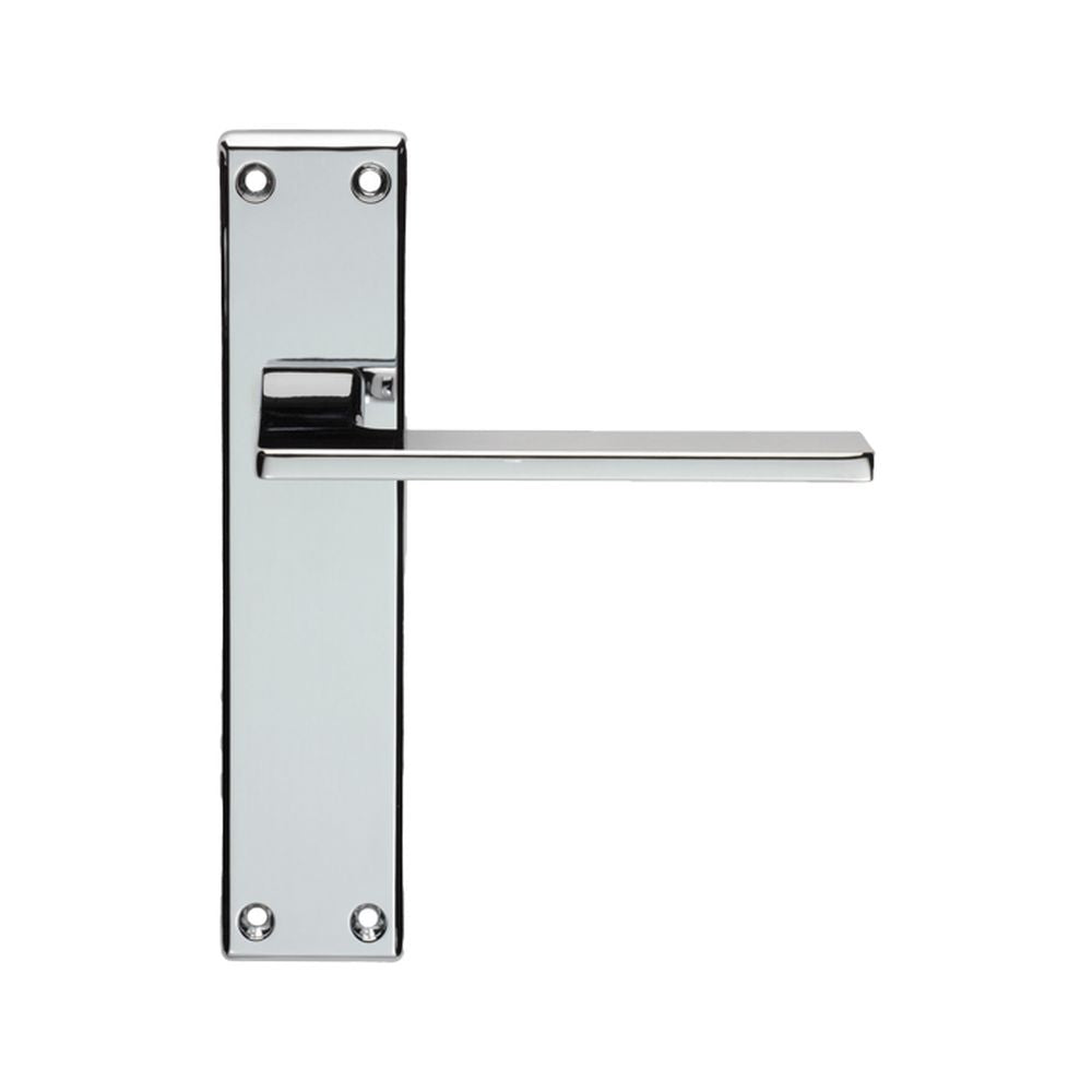 This is an image of a Serozzetta - Zone Lever on Latch Backplate - Polished Chrome that is availble to order from Trade Door Handles in Kendal.