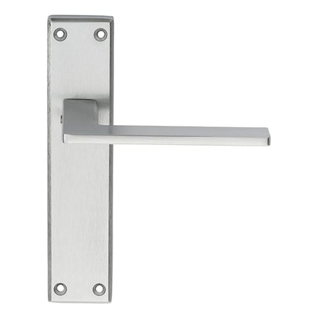 This is an image of a Serozzetta - Zone Lever on Latch Backplate - Satin Chrome that is availble to order from Trade Door Handles in Kendal.