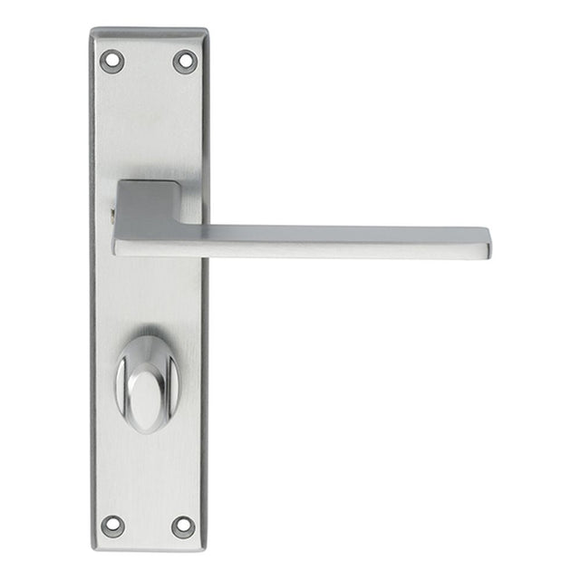 This is an image of a Serozzetta - Zone Lever on WC Backplate - Satin Chrome that is availble to order from Trade Door Handles in Kendal.