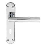 This is an image of a Serozzetta - Scope Lever on Lock Backplate - Polished Chrome that is availble to order from Trade Door Handles in Kendal.