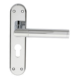 This is an image of a Serozzetta - Scope Lever on Euro Lock Backplate - Polished Chrome that is availble to order from Trade Door Handles in Kendal.