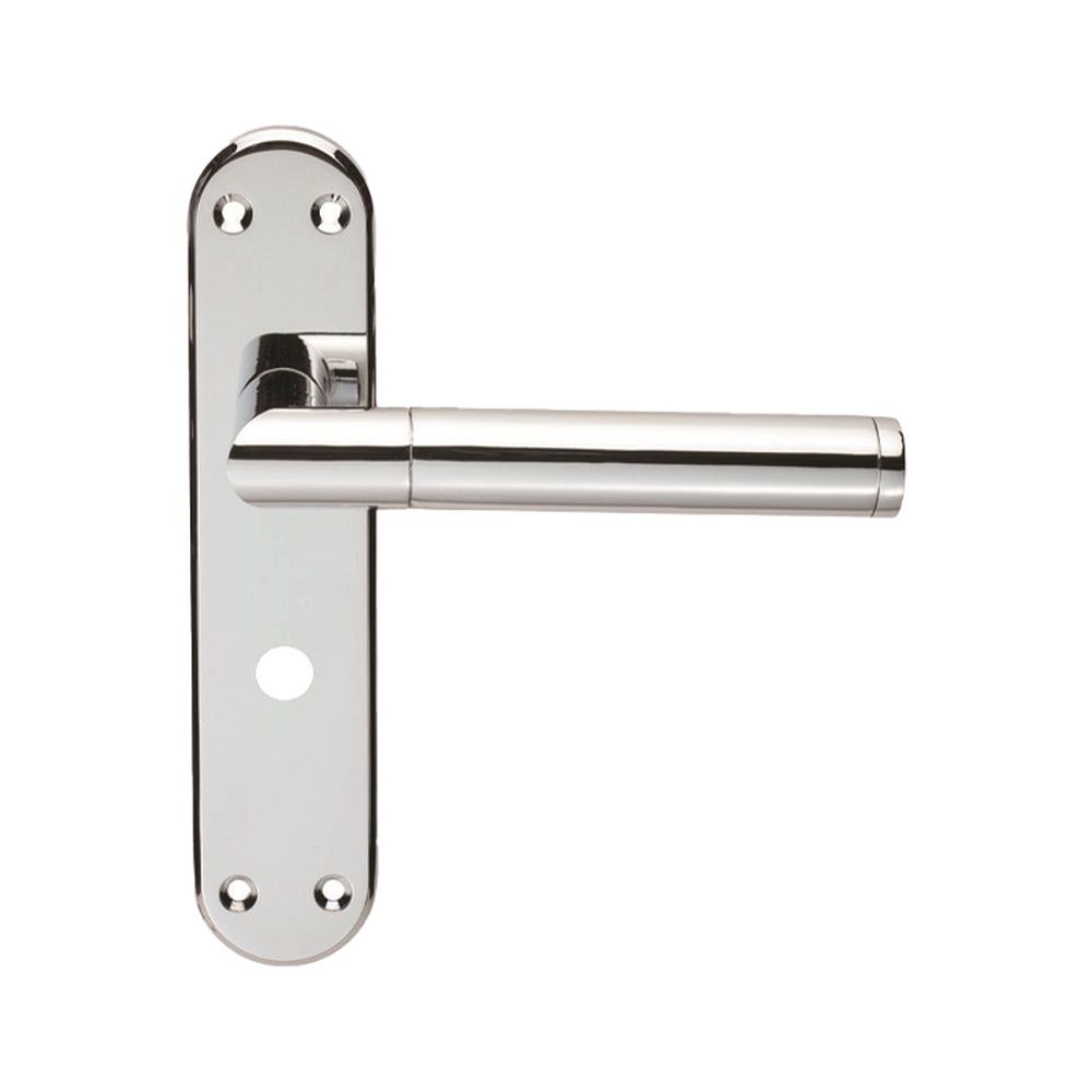 This is an image of a Serozzetta - Scope Lever on WC Backplate - Polished Chrome that is availble to order from Trade Door Handles in Kendal.