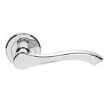 This is an image of a Serozzetta - Style Lever on Round Rose - Polished Chrome that is availble to order from Trade Door Handles in Kendal.