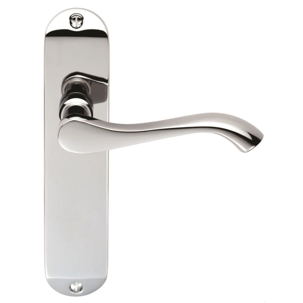 This is an image of a Serozzetta - Lever on Latch Backplate - Polished Chrome that is availble to order from Trade Door Handles in Kendal.