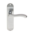 This is an image of a Serozzetta - Lever on Latch Backplate - Satin Chrome that is availble to order from Trade Door Handles in Kendal.