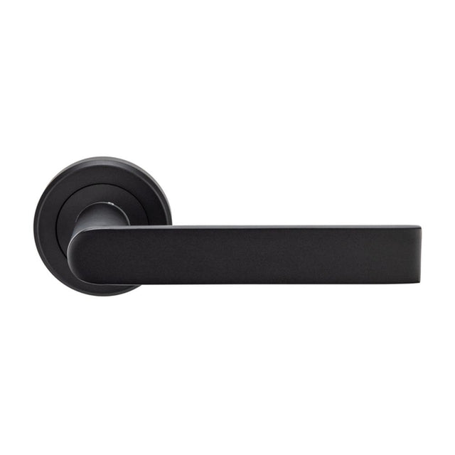 This is an image of a Serozzetta - Edge Lever on Round Rose - Matt Black that is availble to order from Trade Door Handles in Kendal.