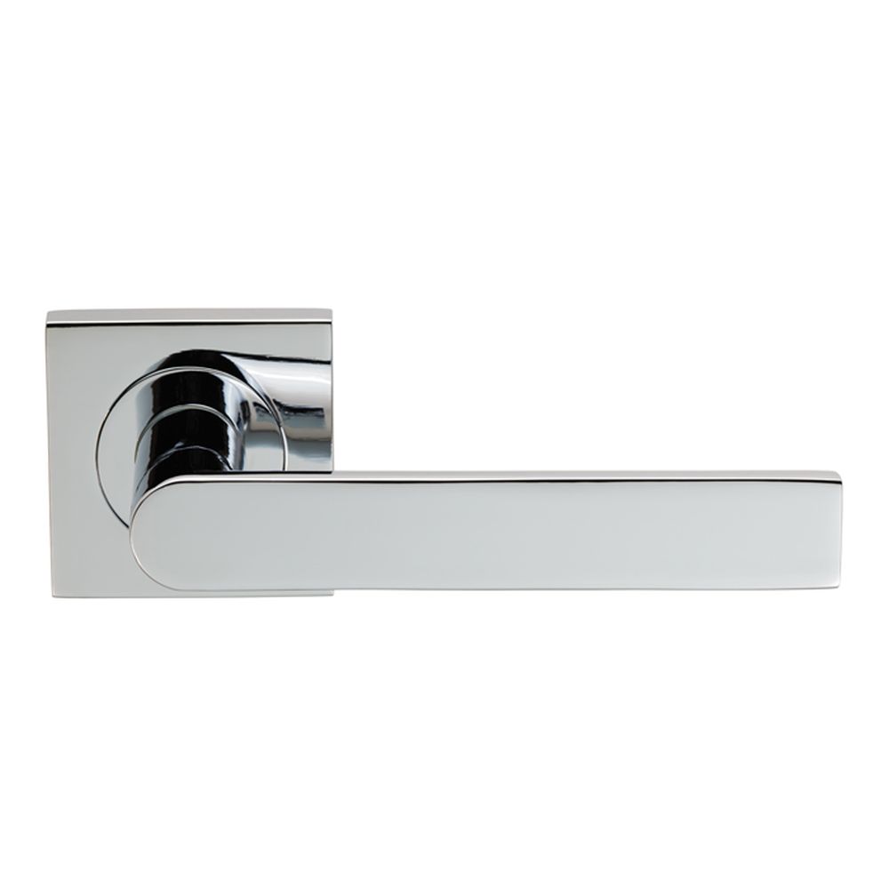 This is an image of a Serozzetta - Edge Lever on Square Rose - Polished Chrome that is availble to order from Trade Door Handles in Kendal.