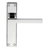 This is an image of a Serozzetta - Stratus Lever on Latch Backplate - Polished Chrome that is availble to order from Trade Door Handles in Kendal.