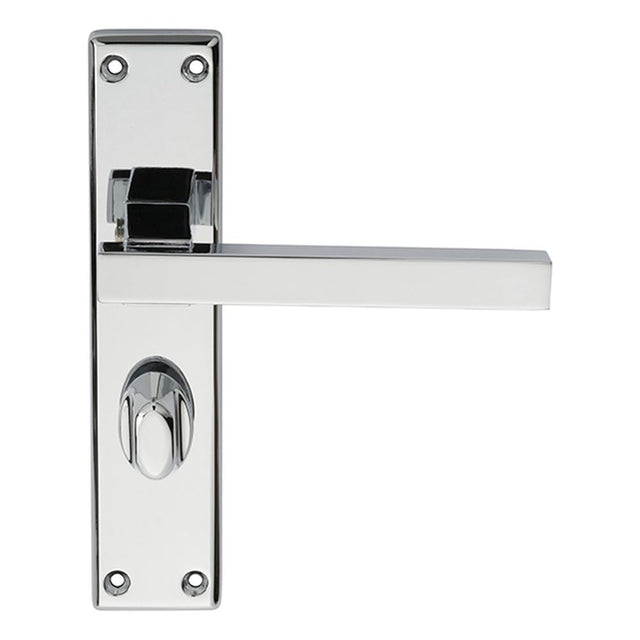 This is an image of a Serozzetta - Stratus Lever on WC Backplate - Polished Chrome that is availble to order from Trade Door Handles in Kendal.