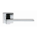 This is an image of a Serozzetta - Equi Lever on Square Rose - Polished Chrome that is availble to order from Trade Door Handles in Kendal.