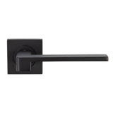 This is an image of a Serozzetta - Equi Lever on Square Rose - Matt Black that is availble to order from Trade Door Handles in Kendal.