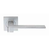 This is an image of a Serozzetta - Equi Lever on Square Rose - Satin Chrome that is availble to order from Trade Door Handles in Kendal.