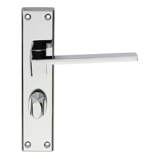 This is an image of a Serozzetta - Equi Lever on WC Backplate - Polished Chrome that is availble to order from Trade Door Handles in Kendal.