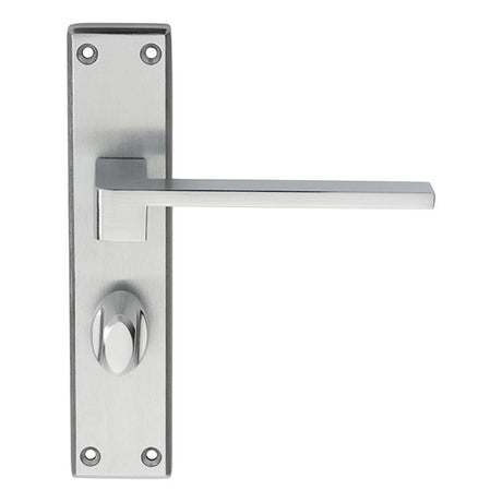 This is an image of a Serozzetta - Equi Lever on WC Backplate - Satin Chrome that is availble to order from Trade Door Handles in Kendal.