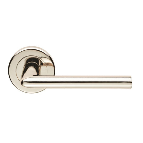 This is an image of a Serozzetta - Dieci Lever on Rose - Polished Nickel that is availble to order from Trade Door Handles in Kendal.
