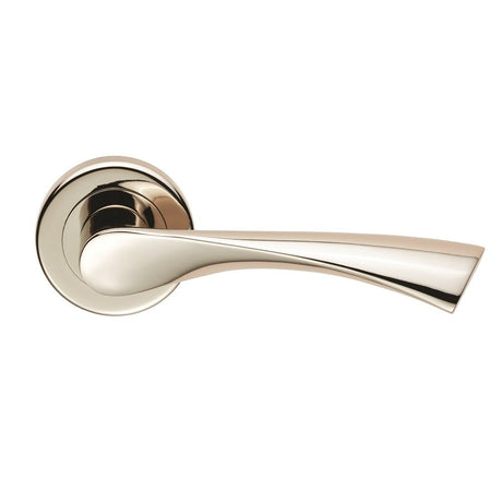 This is an image of a Serozzetta - Venti Lever on Rose - Polished Nickel that is availble to order from Trade Door Handles in Kendal.