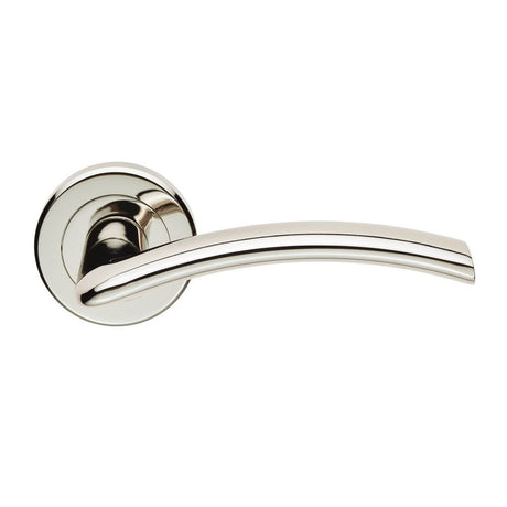 This is an image of a Serozzetta - Trenta Lever on Rose - Polished Nickel that is availble to order from Trade Door Handles in Kendal.