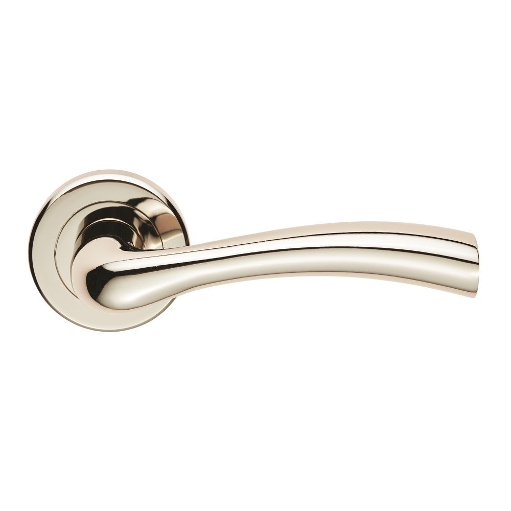 This is an image of a Serozzetta - Cinquanta Lever on Rose - Polished Nickel that is availble to order from Trade Door Handles in Kendal.