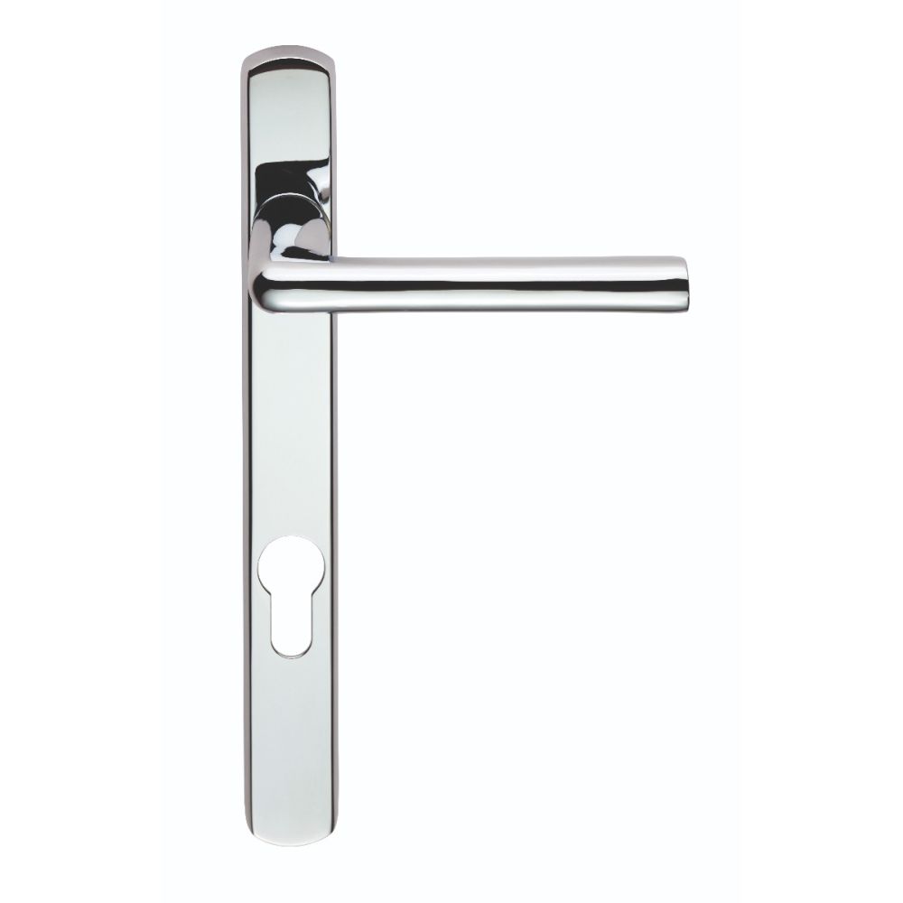 This is an image of a Serozzetta - Rosa Lever on Narrow Plate 92mm c/c - Polished Chrome that is availble to order from Trade Door Handles in Kendal.