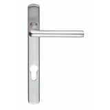 This is an image of a Serozzetta - Rosa Lever on Narrow Plate 92mm c/c - Satin Chrome that is availble to order from Trade Door Handles in Kendal.