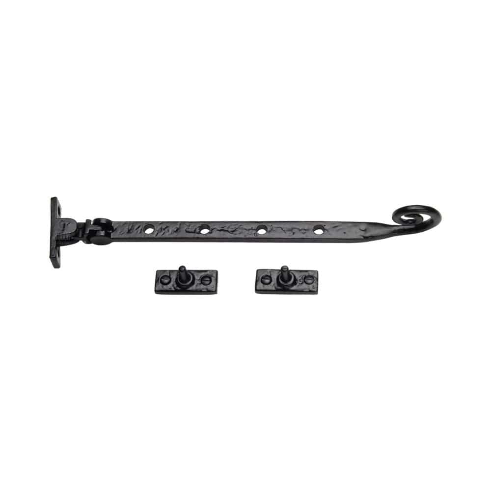 The Tudor Collection Window Furniture Antique Black / 10"/250mm The Tudor Collection - Casement Window Stay Monkey Tail Pattern 10" Black Iron