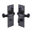 The Tudor Collection Door Furniture Antique Black / Bathroom Lock Handles The Tudor Collection - Door Handle for Bathroom Colonial Design Black Iron