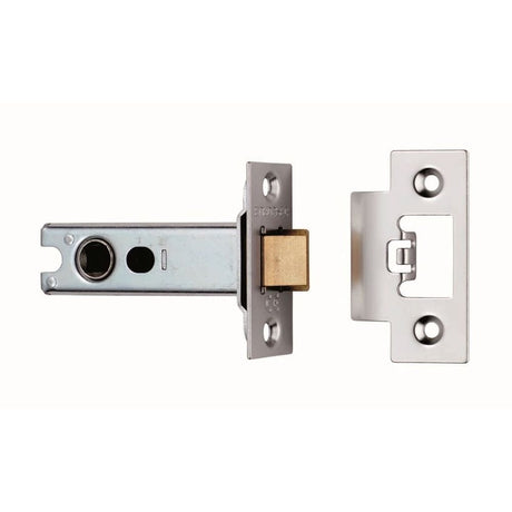 This is an image of a Eurospec - Tubular Latch 76mm - Satin Chrome that is availble to order from Trade Door Handles in Kendal.