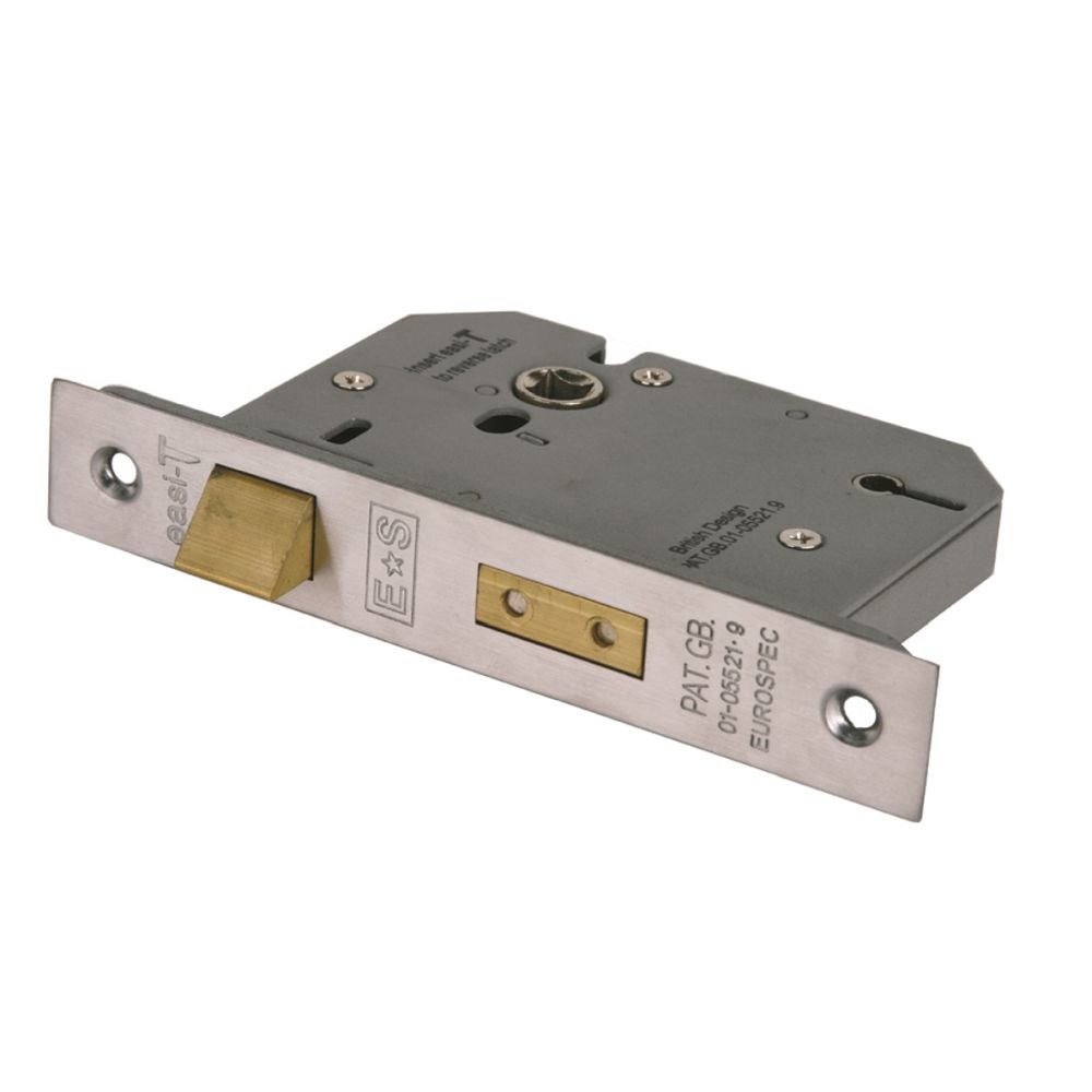 This is an image of a Eurospec - Universal Replacement 3 Lever Sashlock 76mm - Satin Stainless Steel that is availble to order from Trade Door Handles in Kendal.