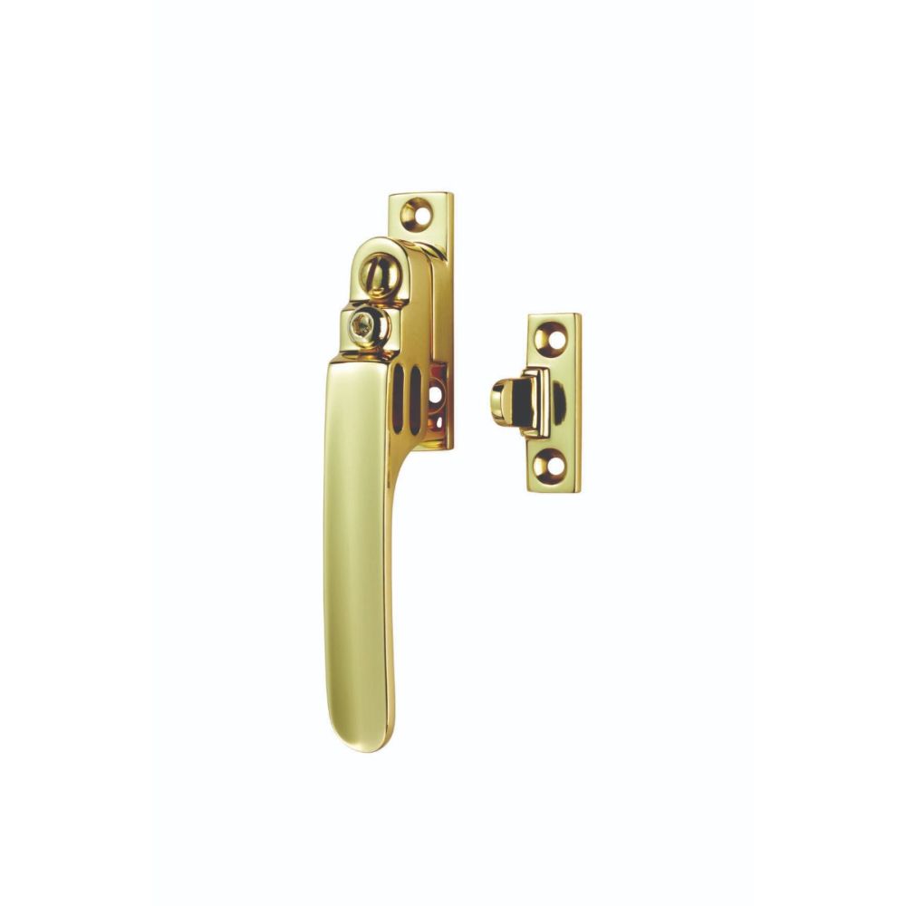 This is an image of a Carlisle Brass - Locking Casement Fastener with Night Vent - Polished Brass that is availble to order from Trade Door Handles in Kendal.