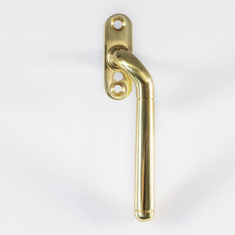 This is an image of a Carlisle Brass - Cranked Locking Espagnolette Handle R/H - Polished Brass that is availble to order from Trade Door Handles in Kendal.