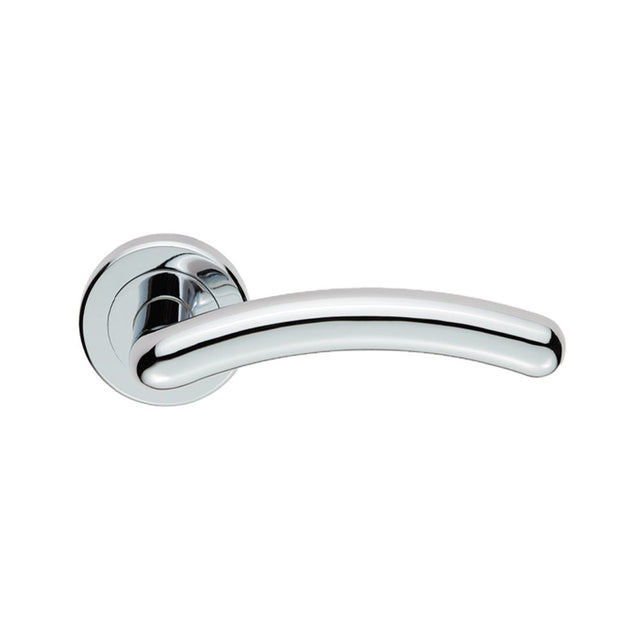 This is an image of a Serozzetta - Noxia Lever On Rose - Polished Chrome that is availble to order from Trade Door Handles in Kendal.