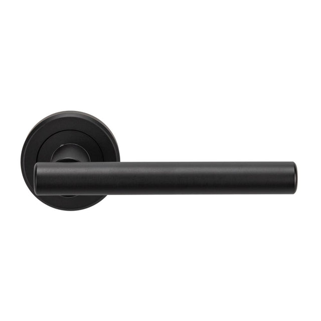 This is an image of a Serozzetta - Philadelphia Lever On Rose - Matt Black that is availble to order from Trade Door Handles in Kendal.