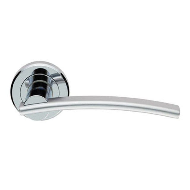 This is an image of a Serozzetta - Cumulus Lever On Rose - Polished Chrome/Satin Chrome that is availble to order from Trade Door Handles in Kendal.