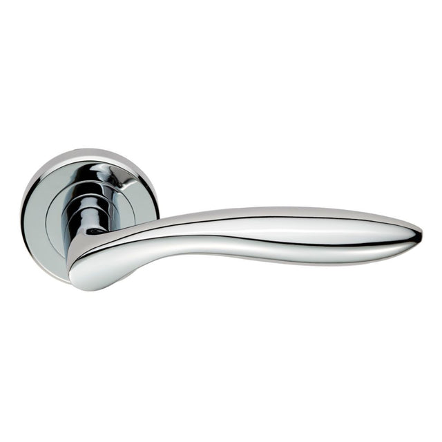 This is an image of a Serozzetta - Shark Lever on Rose - Polished Chrome that is availble to order from Trade Door Handles in Kendal.